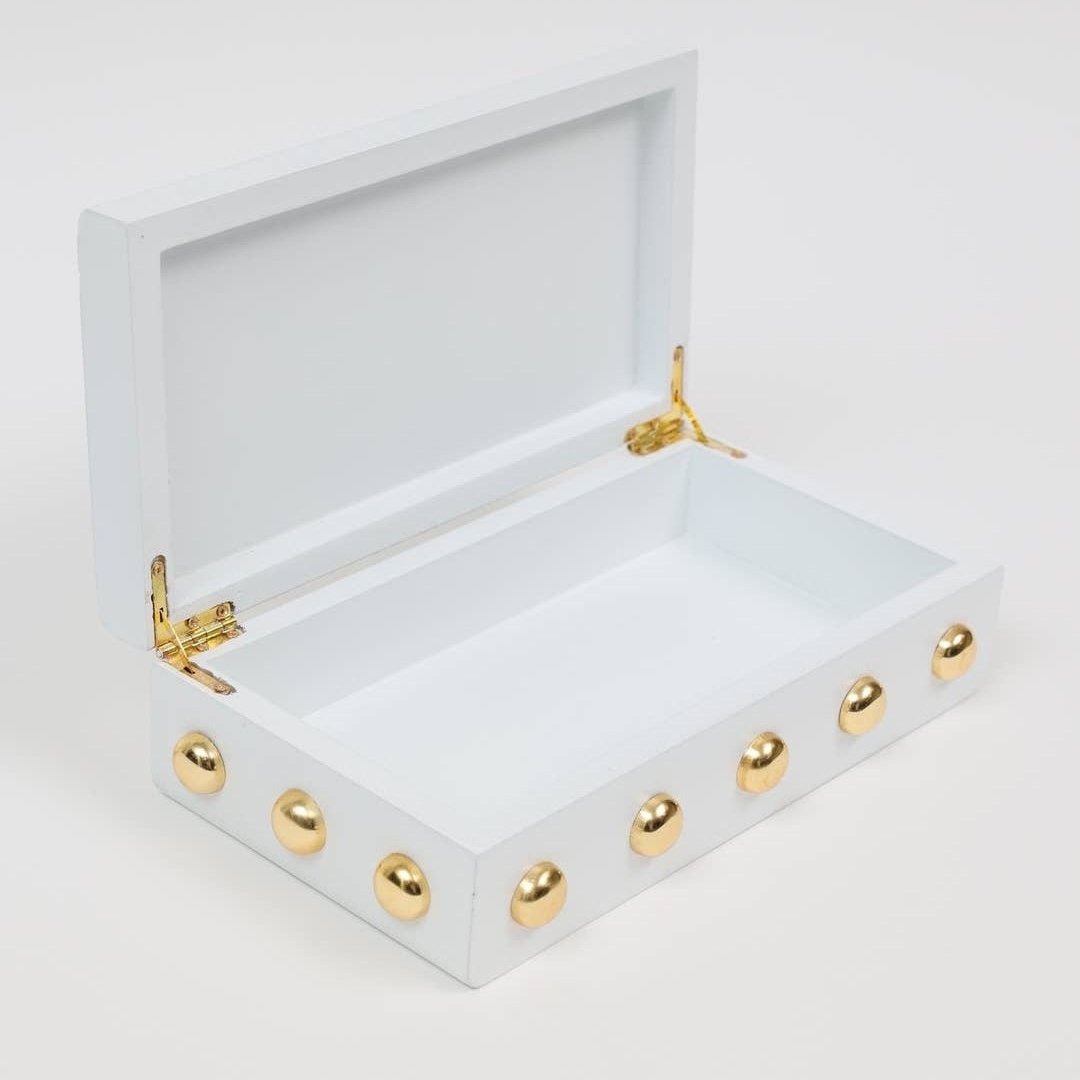 Gold Studded Decorative Box/Comes in 2 colors - Exquisite Designs Home Décor 