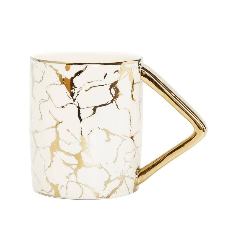 White & Gold Marble Glazed Mug Set - Exquisite Designs Home Décor 