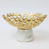 Gold Punctured Bowl on White Marble Base - Exquisite Designs Home Décor 