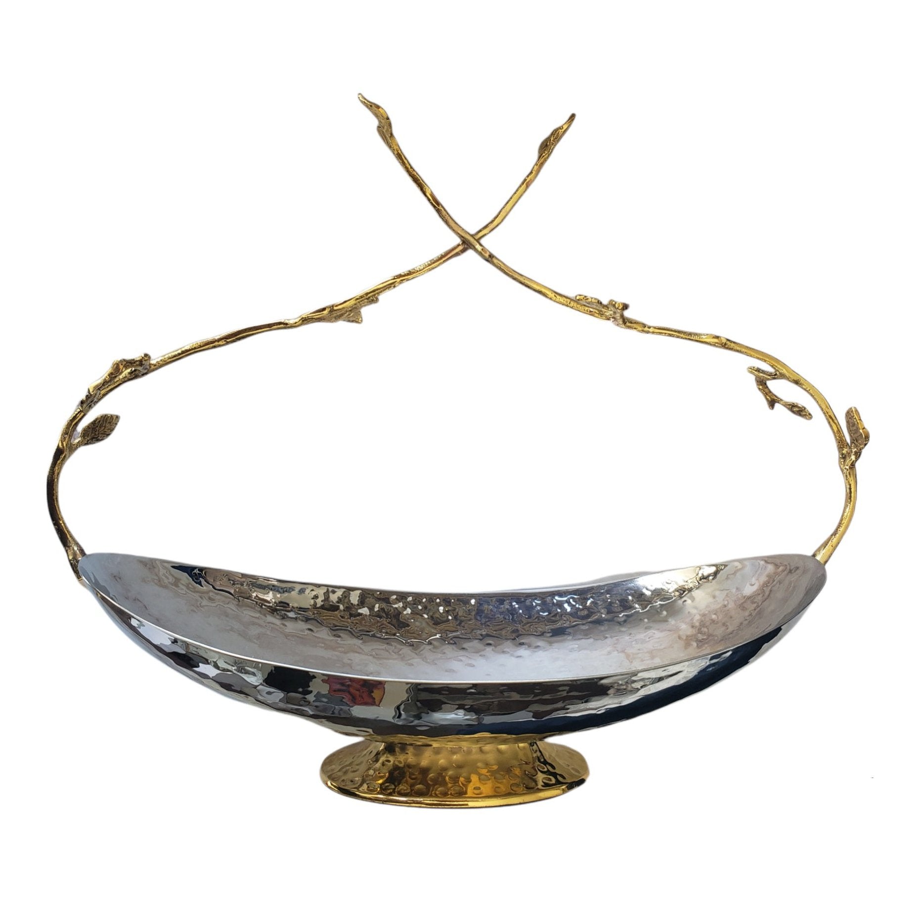 Stainless Steel Basket With Gold Twig Handle - Exquisite Designs Home Décor 