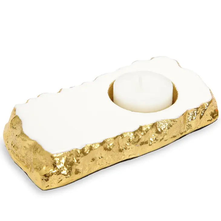 Gold Edged Marble Spoon Rest/Tea Light Candle Holder