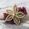 Gold Pearl Lily Flower Napkin Ring, Set of 4
